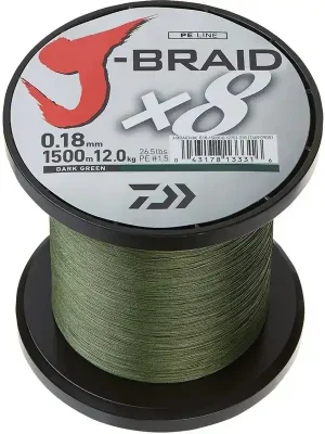 Sezónní Sleva DAIWA pletená šňůra J-Braid barva Dark Green - 0,06mm/4kg