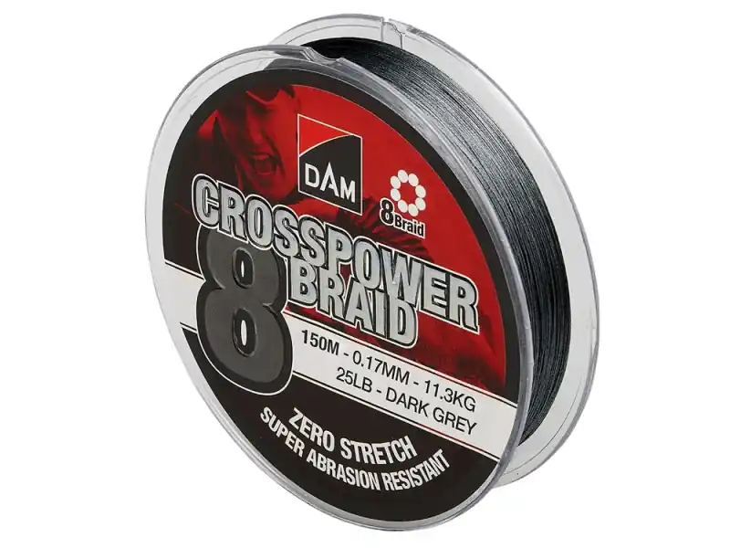 Autentický DAM Splétaná šňůra Crosspower 8-Braid Dark Grey 150 m 0.10 mm / 5.4 kg