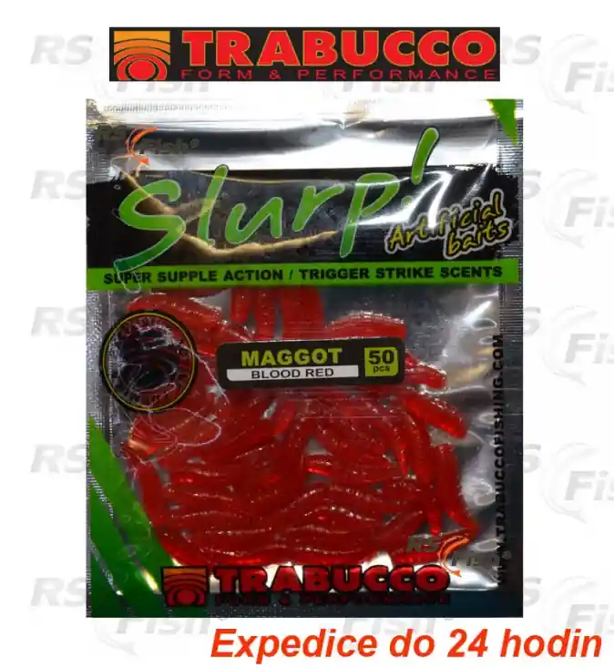 Červi Trabucco Slurp! Maggots Blood Red Sleva