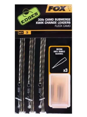 Sezónní Sleva FOX Edges 40 lb Camo Submerge Kwik Change Leaders - Fleck camo CAC710