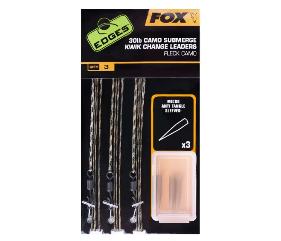 Sezónní Sleva FOX Edges 40 lb Camo Submerge Kwik Change Leaders - Fleck camo CAC710