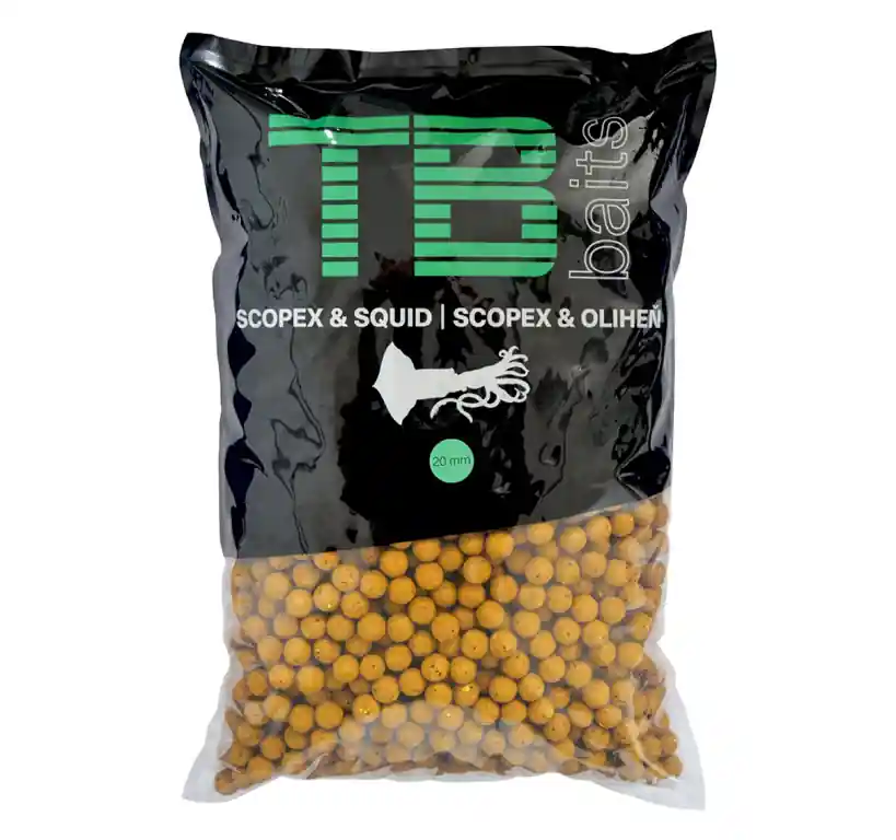 Autentický Boilies TB Baits 10 kg - Scopex / Squid Ø 20 mm