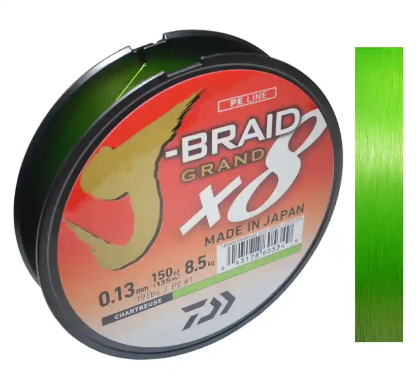 Tovární Cena Šňůra Daiwa J-Braid Grand X8E - 0,10 mm / 135 m - barva Chatreuse