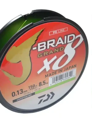 Autentický Šňůra Daiwa J-Braid Grand X8E - 0,16 mm / 135 m - barva Chatreuse