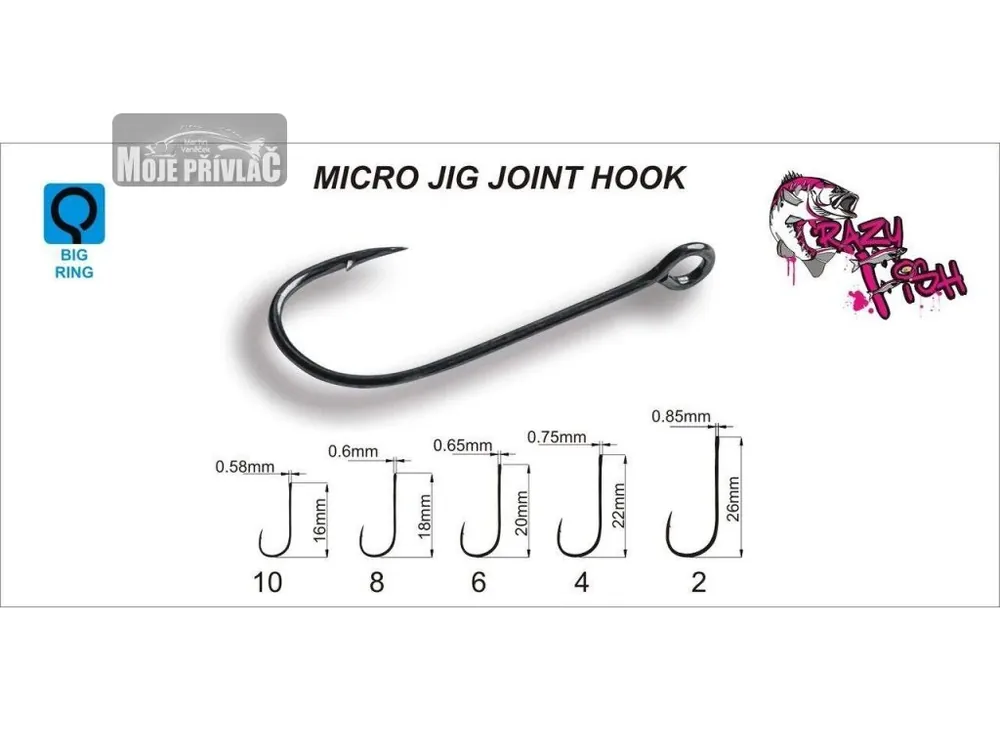 Háček Crazy Fish Micro Jig Joint Hook Vel.2 (10ks) Výhodná Nabídka