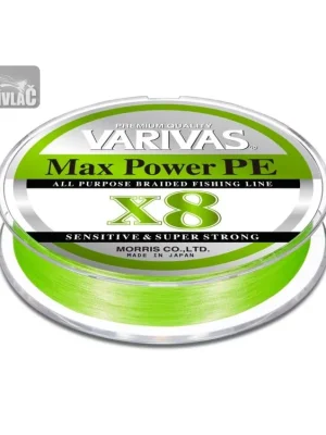 Ověřený Pletená šňůra Varivas Max Power PE X8 1,2 - 0,185mm, 10,9kg Zelená 150m
