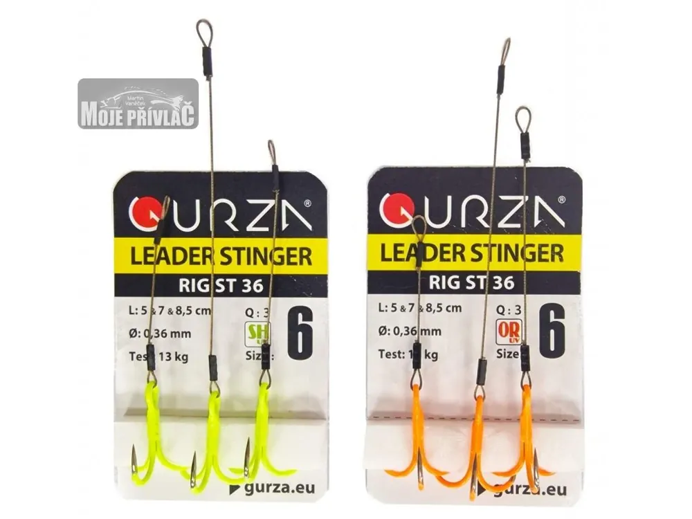 Sada stingerů Gurza ST-36 5, 7 a 8,5cm chartrez UV velikost trojháčku 8 Top Prodej