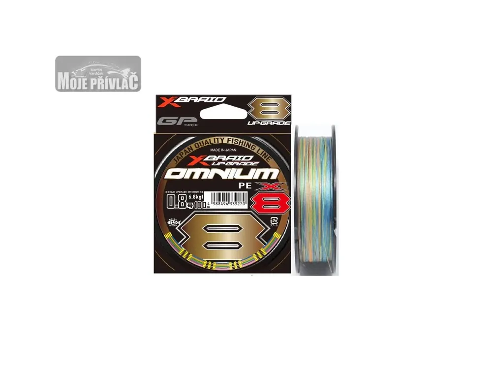 Pletená šňůra YGK X-Braid Upgrade Omnium X8 #PE0,8 (0,153mm) 7,3kg 150m Multicolor Nakupujte Hned