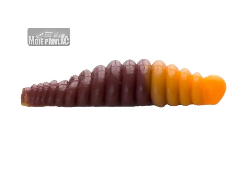 Gumová nástraha Moonky Worm 38mm DC03 Brown Metalic / Orange Fluo - Cheese (10ks) Akční Cena