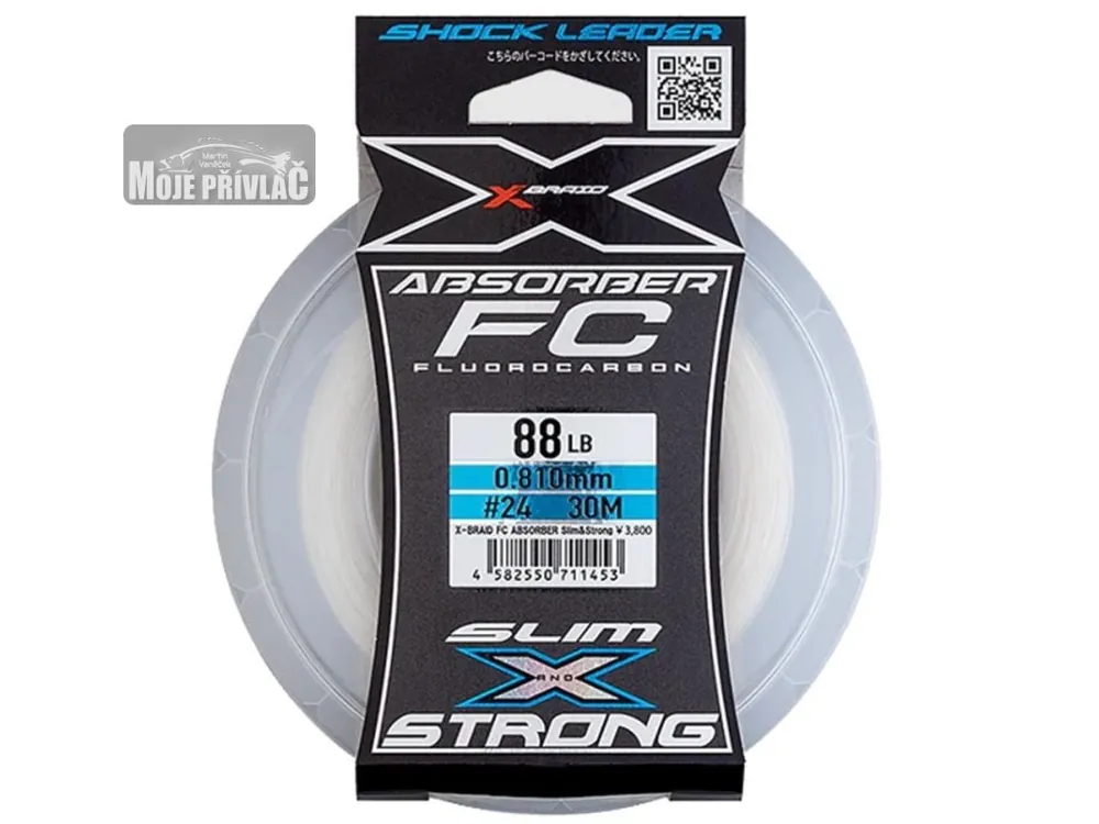 Fluorocarbon YGK X-Braid FC Absorber Slim&Strong PE#20 (0,740mm) 35kg 30m Speciální Cena
