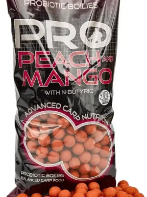 Sezónní Sleva STARBAITS Boilies probiotic peach & mango 20mm 2,5kg