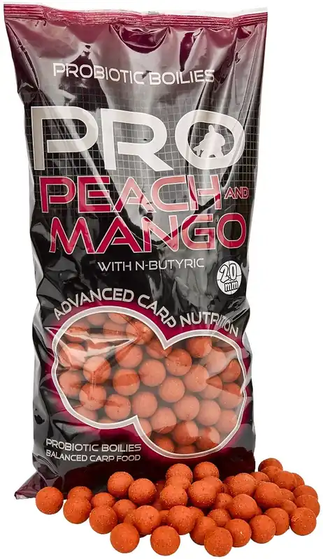 Sezónní Sleva STARBAITS Boilies probiotic peach & mango 20mm 2,5kg