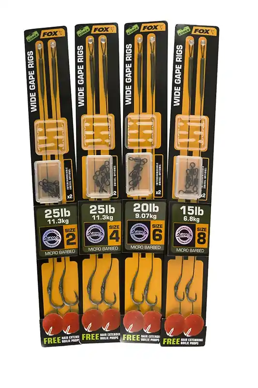 Fox International Hotové návazce Wide Gape Rigs Brown Micro Barbed 15lb vel.8 Výhodná Nabídka