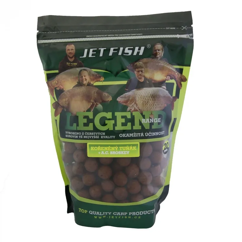 Výhodná Nabídka Jet Fish Boilie Legend Range Kořeněný tuňák - Broskev