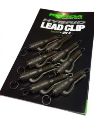 Hit Sezóny Korda Závěska na olovo s obratlíkem Hybrid Lead Clip - Weed 8ks