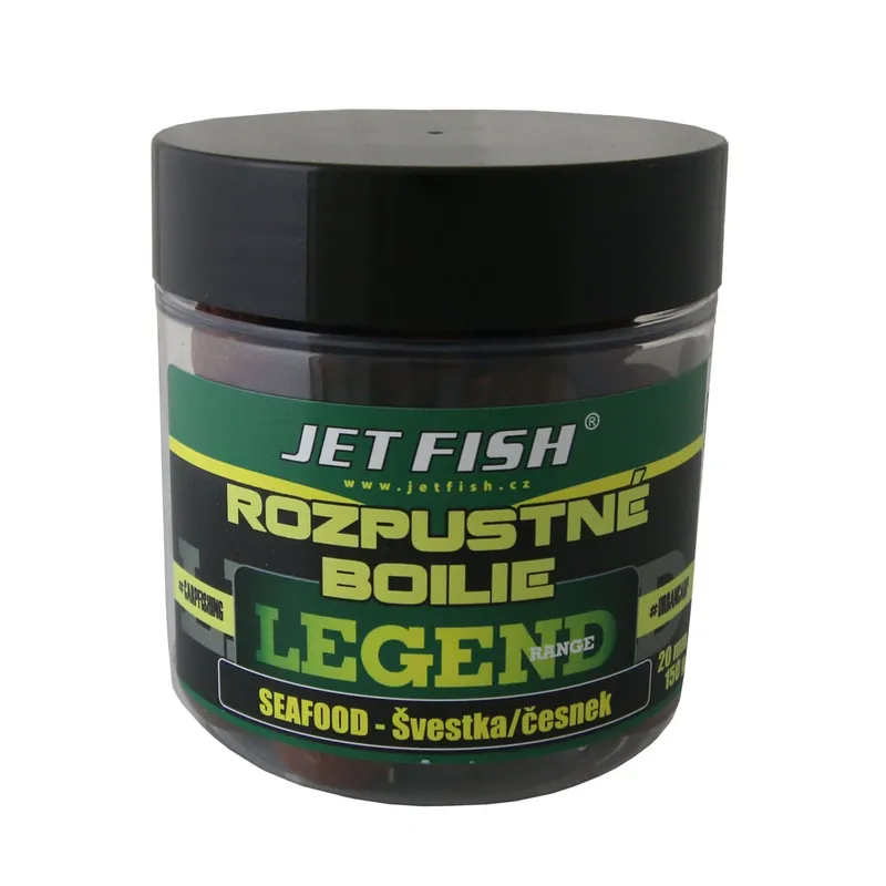 Přímo Od Výrobce Jet Fish Rozpustné boilie Legend Range 250ml 20mm Seafood Švestka/Česnek