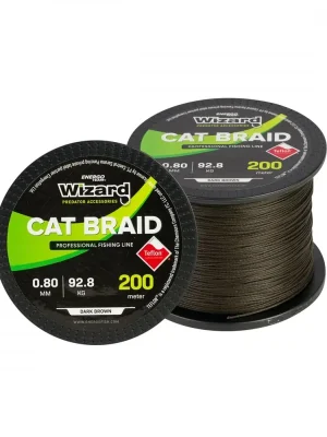 Wizard pletená šňůra Cat Braid tmavě hnědá 200m Akční Cena