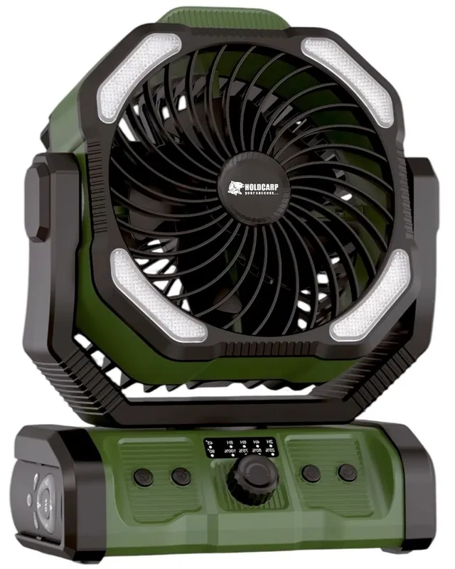 Pouze Dnes Holdcarp Ventilátor se světlem a dálkovým ovladačem Rechargeable DoubleMotor Fan