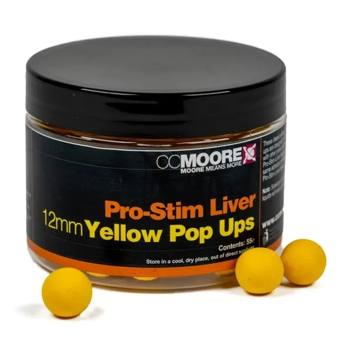 CC Moore Plovoucí Boilie Pro-Stim Liver Pop Ups 12 mm - Yellow 55ks Novinka