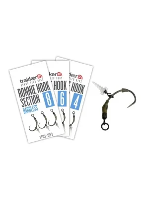 Autentický Trakker Products Koncová část návazce Ronnie Hook Section 3 Pack - Size 6 (Barbless)