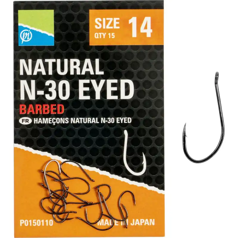 Preston Innovations Háčky Natural N-30 Eyed - Vel. 14 15ks Dokud Zásoby Vydrží