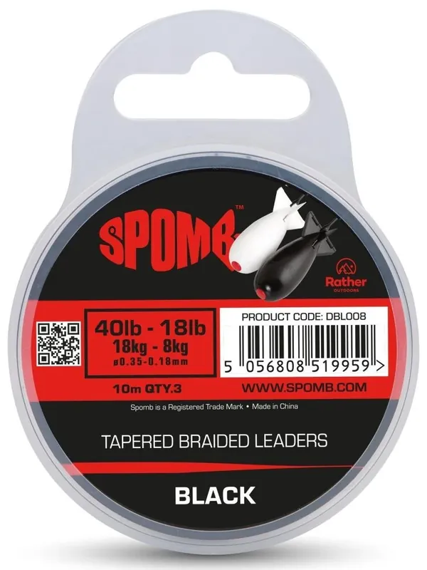 Cenově Výhodný Spomb Splétaná Šňůra Tapered Braided Leaders 0,18-0,35 mm 3x10 m Black