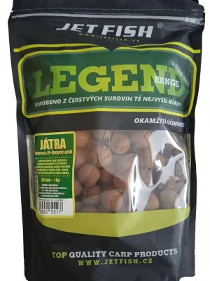 Zlevněný Boilies Jet Fish Legend 1kg - 20mm Játra - Ananas - N-Butyric Acid