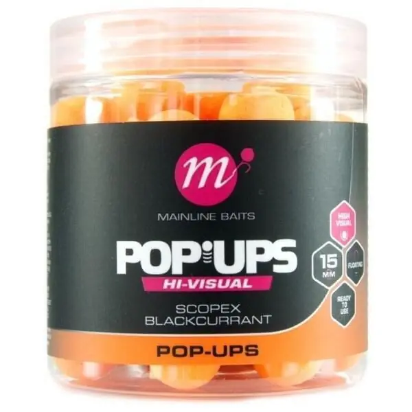 Plovoucí boilie Mainline Pop-Up Hi-Visual 15mm - Scopex & Blackcurrant Rychlé Dodání