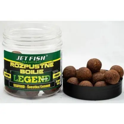 Výhodná Nabídka Rozpustné boilies Jet Fish Legend Range 250ml - 20mm - Seafood + Švestka-česnek