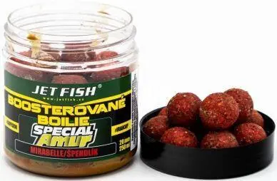 Boosterované boilie Jet Fish Special Amur - 250ml - 20mm - Mirabelle/ Špendlík Akce