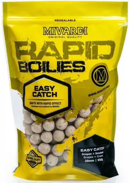 Bezpečná Platba Boilie Mivardi Rapid Easy Catch - Scopex + Smetana 950g 24mm