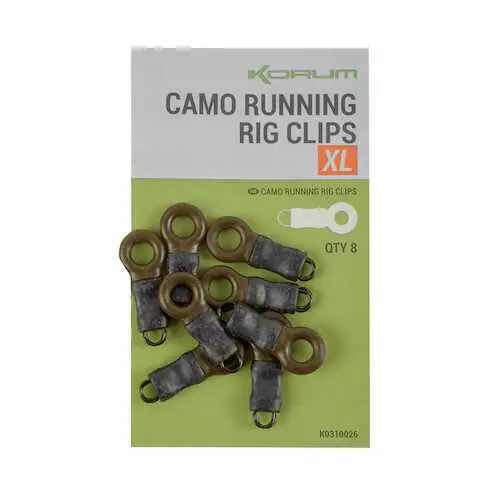 Průjezdový kroužek s karabinou Korum Camo Runnig Rig Clips vel. S, S Autentický