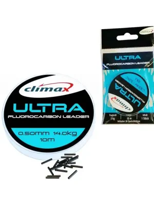 Ihned K Objednání Climax - Fluorocarbon 100% 10m - 0,70mm / 20kg / 10m + KRIMPOVACÍ TRUBIČKY