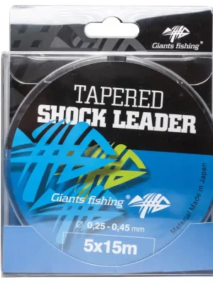 GIANTS FISHING - Ujímaný šokový vlasec Tapered shock leader 5x15m 0,25-0,15mm Jen Po Omezenou Doba