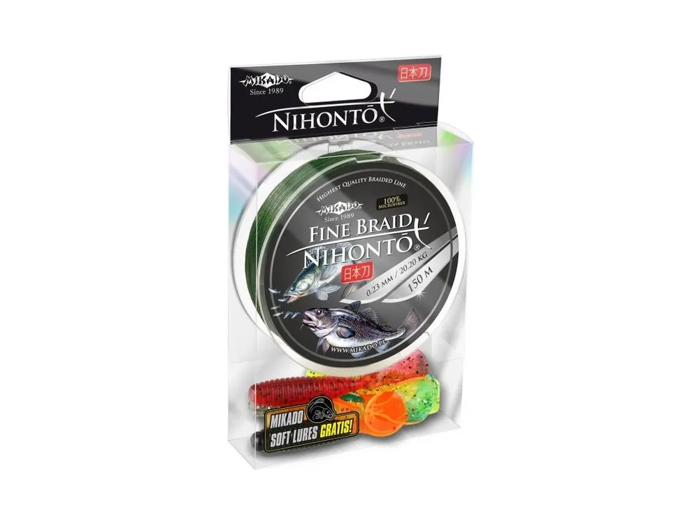 Časově Omezené Pletená šňůra - NIHONTO FINE BRAID 023 150M Zelená Nosnost : 20.20kg
