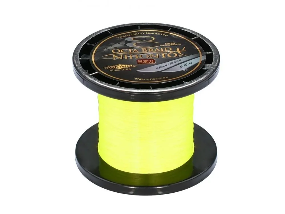 Nová Kolekce Pletená šňůra - NIHONTO OCTA BRAID 008 Žlutá 900M Nosnost : 5.15kg