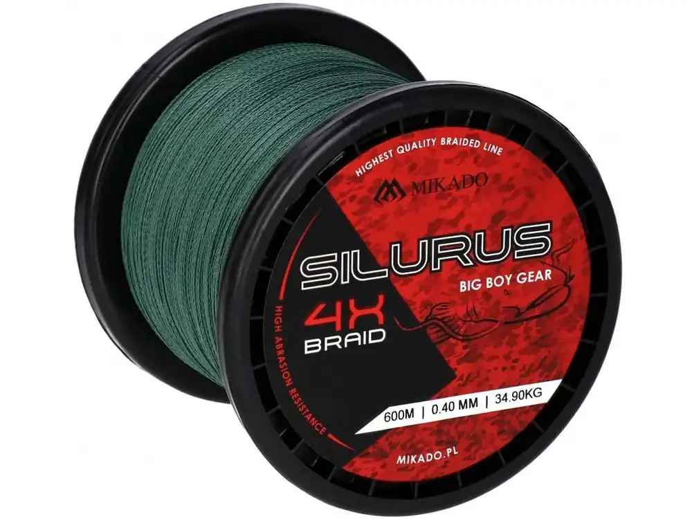 Pletená šňůra - SILURUS 4 X BRAID Zelená 600M 0.45mm / 37.40kg Časově Omezené