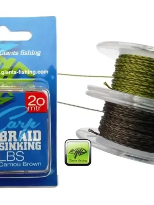 Časově Omezené Giants fishing Návazcová šňůrka Carp Braid Sinking 25lbs/20m Camou Brown