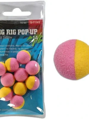 Speciální Cena Giants fishing Pěnové plovoucí boilie Zig Rig Pop-Up pink-yellow 14mm,10ks