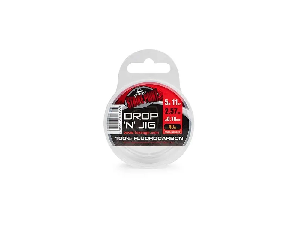Autentický Fox Rage Strike Point Drop N Jig Fluorocarbon Line 0,25mm 40m 4,25g