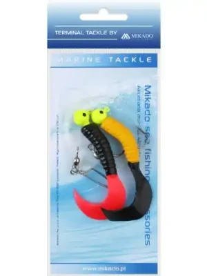 Výhodná Nabídka Mikado Pilk Twist Jighead Rig 7.5cm 2x6g Žlutočervenočerný