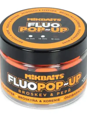 Mikbaits Plovoucí fluo boilie 150ml Broskev Pepř 18mm Aktuální