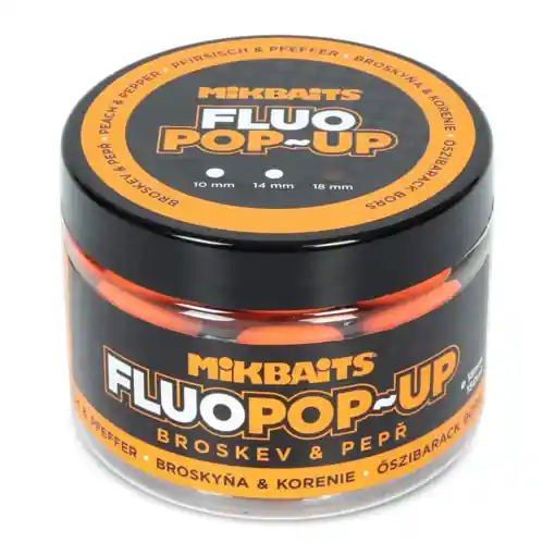 Mikbaits Plovoucí fluo boilie 150ml Broskev Pepř 18mm Aktuální