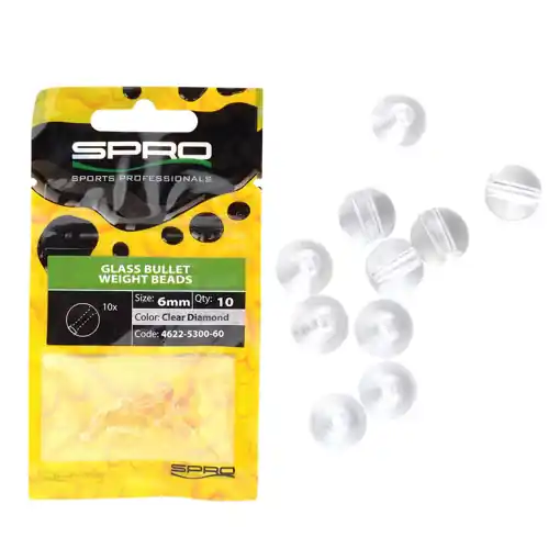 SPRO Round Smooth Glass Beads 6mm Clear Diamond Vysoce Kvalitní