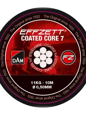 Časově Omezené Effzett Coated Core7 Steeltrace Ocelový návazec odolný proti prokousnutí 0,54mm 10m Black 16kg/35lbs