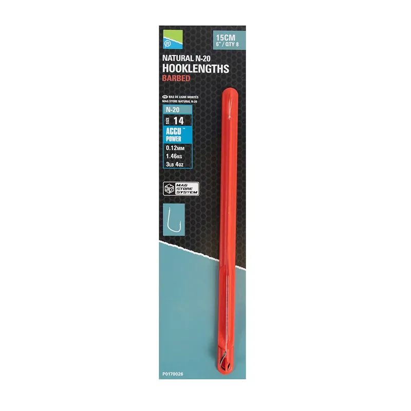 Preston Natural N20 Mag Store Rig Monofil Předvázaný Háček Velikost 16 Akční Nabídka