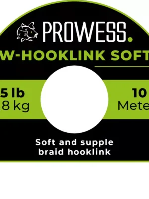 Prowess W-Hooklink Soft Braid 10m 35lb Zelená pletená návazcová šňůra Nejprodávanější