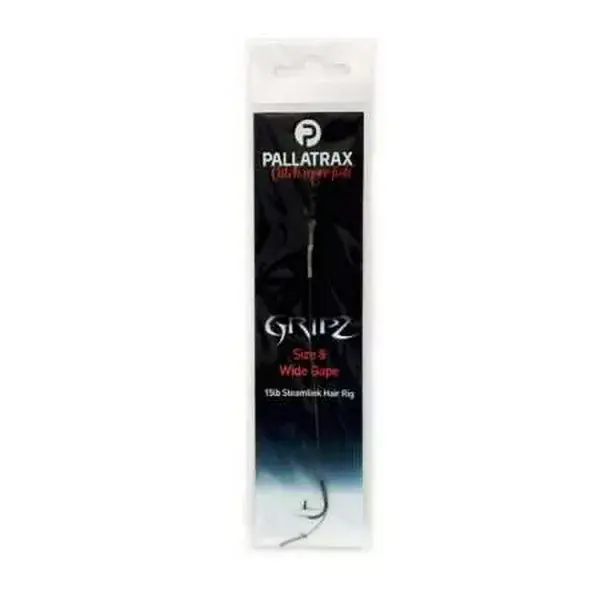 Pallatrax Gripz Wide Gape Hair Rigs 8 15lb Steamlink Monofilní předvázaný háček Finální Výprodej