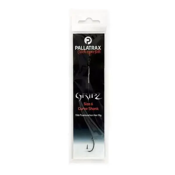Pallatrax Gripz Curve Shank Hair Rigs 8 12lb Fluoro Předvázaný Háček Omezená Nabídka