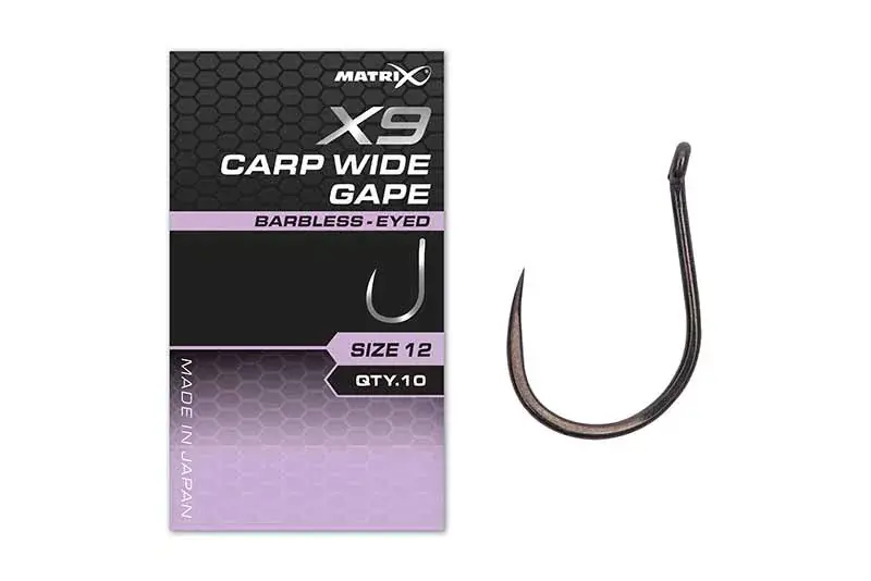 Matrix X9 Carp Wide Gape 14 Barbless Očko, Háček bez protihrotu 10ks Tovární Cena